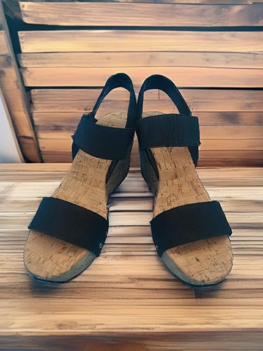 Lucky Brand Black Wedge Sandals Size 7.5